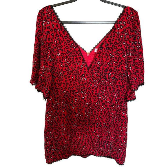 Lovers And Friends NWOT Jason Dress Cheetah Mini V Neck Red Black Size Small - Picture 3 of 12